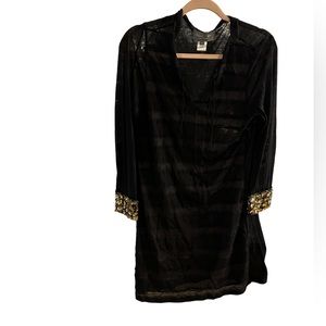 Sachin + Babi For Ankasa Dress Size Large Sheer Cotton/Silk Blend Black …